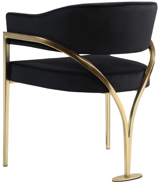 Meridian Furniture Madelyn Black/Brushed Brass Velvet Dining Chair-3
