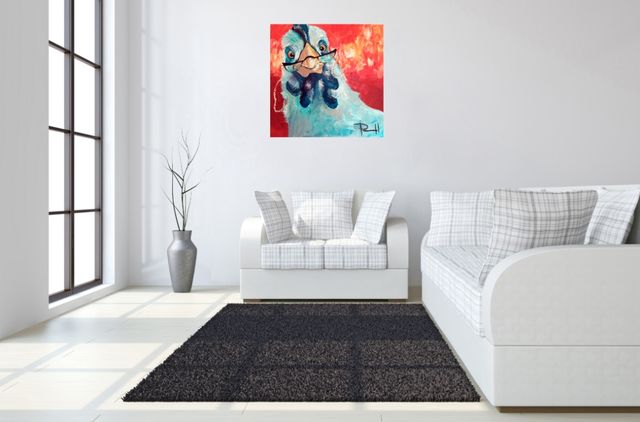 Classy Living Whimsical Chicken with Glasses Wall Art-3