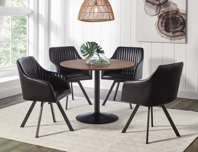 Coaster® Arika Black/Gunmetal Tufted Sloped Arm Swivel Dining Chair-3