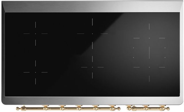 Ilve® Majestic III 48" Graphite Matte Pro Style Induction Range with Triple Glass Door and Brass Trim-2