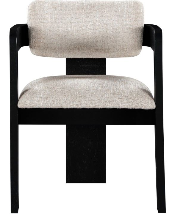Meridian Furniture Sacha Beige/Black Linen Textured Upholstered Dining Chair-1