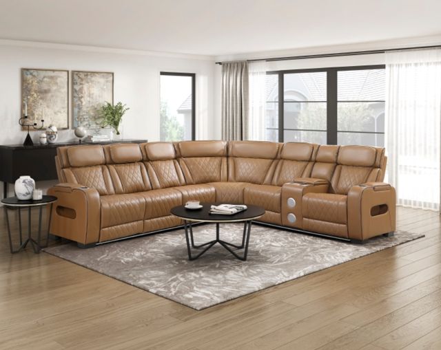 Homelegance® Fairway 3-Piece Brown Power Reclining Sectional with Right Side Console-1