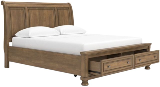Signature Design by Ashley® Feddinger Medium Brown California King Storage Sleigh Bed-1