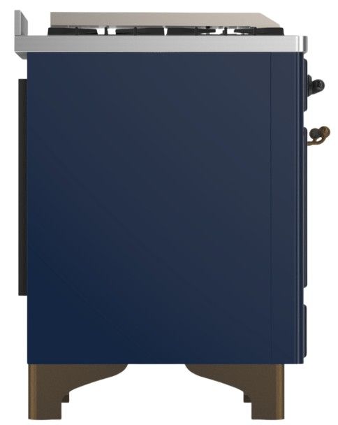 Ilve® Majestic III 60" Midnight Blue Pro Style Dual Fuel Natural Gas Range with Solid Door and Burnished Trim-2