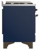 Ilve® Majestic III 60" Midnight Blue Pro Style Dual Fuel Natural Gas Range with Solid Door and Burnished Trim-2