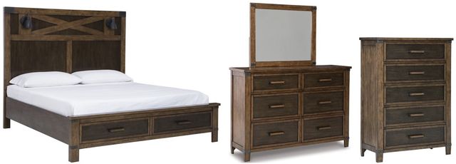 Benchcraft® Wyattfield 4-Piece Two-tone King Storage Panel Bed Set-0