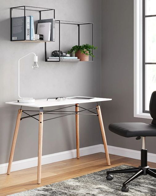 Signature Design by Ashley® Jaspeni Natural/White Office Desk-4