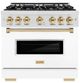 ZLINE Classic Autograph Edition 36" Satin Stainless Steel Pro Style Gas Range with White Matte Door and Champagne Bronze Accents-0