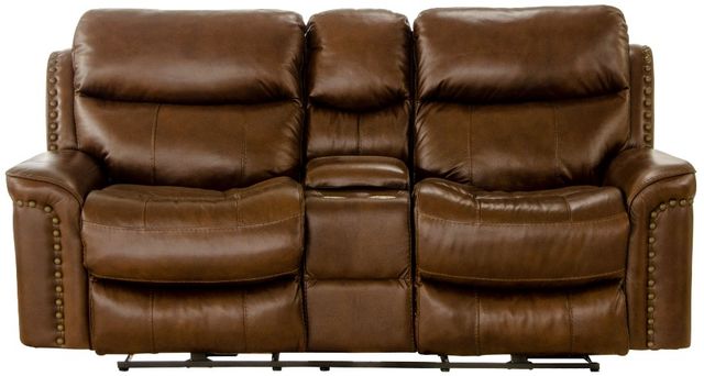 Catnapper® Ceretti Brown Leather Power Reclining Console Loveseat-3