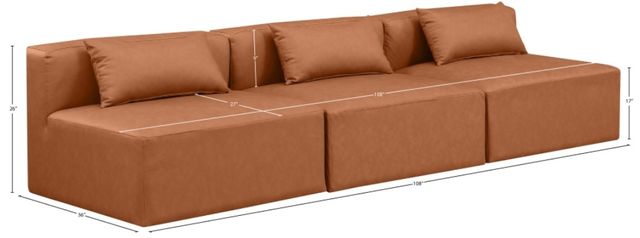 Meridian Furniture Cube 3-Piece Cognac Leather Armless Sofa-2