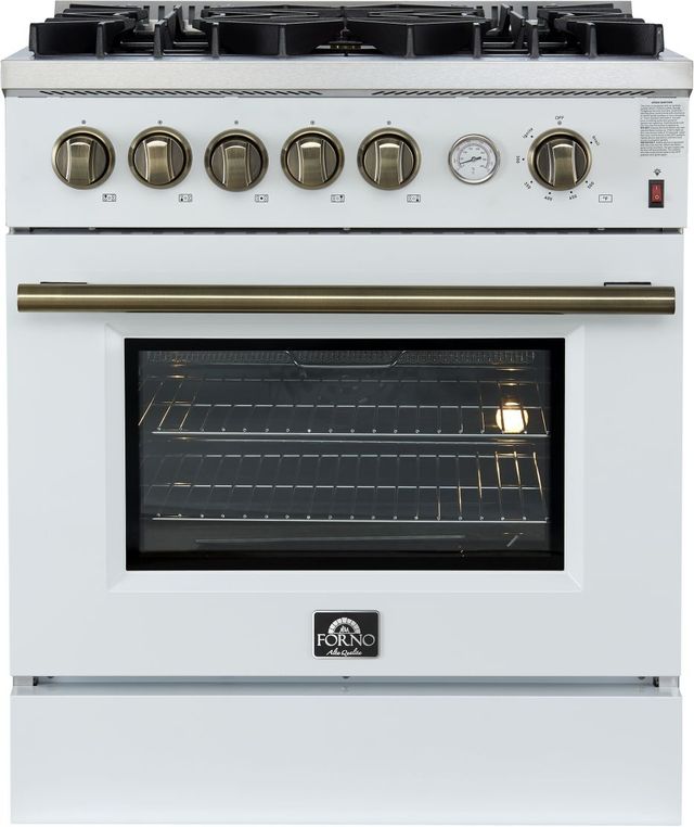 FORNO® Giovanni Series Alta Qualita 30" White Pro Style Gas Range-0
