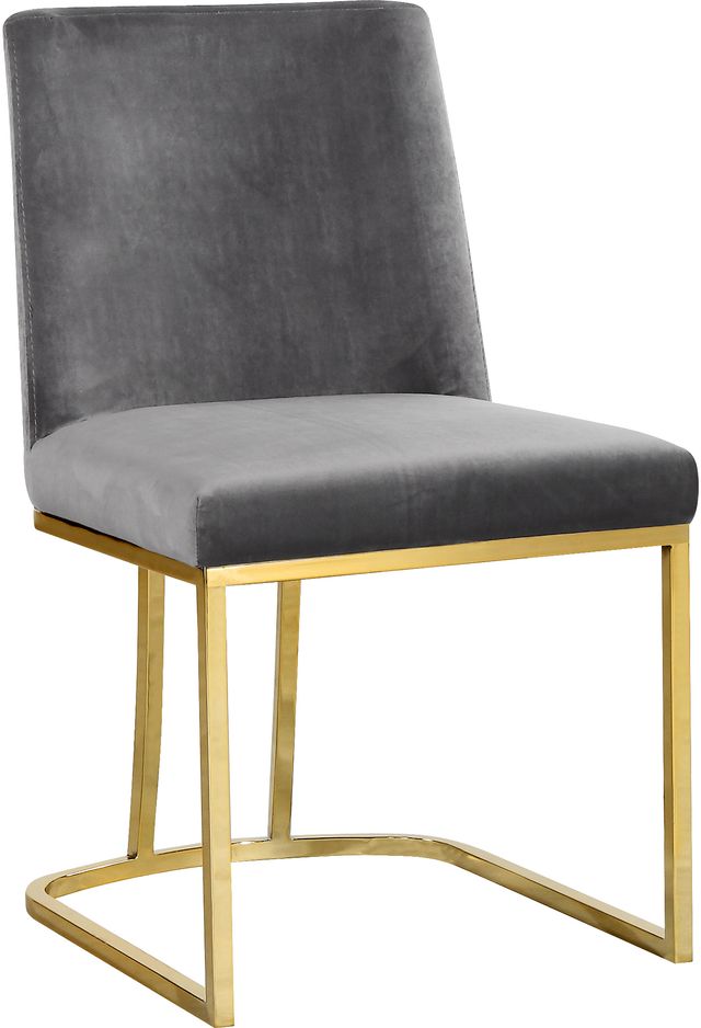Meridian Furniture Heidi Gray/Gold Velvet Dining Chair-0