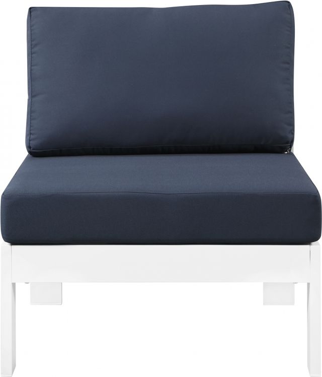 Meridian Furniture Nizuc Navy Waterproof Fabric Outdoor Patio Aluminum Armless Chair-3