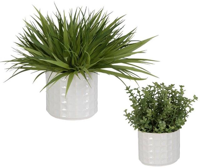 Uttermost® Edgewood 2-Piece Green/White Greenery Set-2
