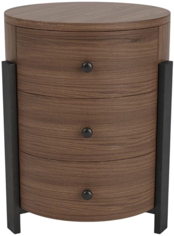 Riverside Furniture Nova Asbury Walnut Chairside Table with Dark Bronze Base-2