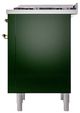 Ilve® Nostalgie II Noblesse 36'' Emerald Green Pro Style Dual Fuel Range with Brass Trim-3