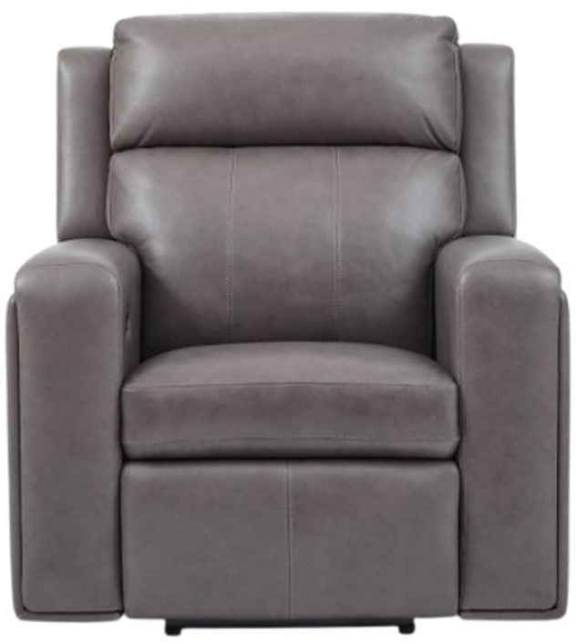 Flexsteel® Wyatt Gunmetal Gray Leather Power Recliner with Power Headrest and Lumbar-3