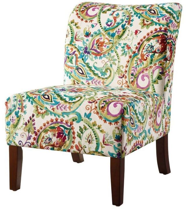 Linon Julie Dark Walnut/Green Slipper Chair-2