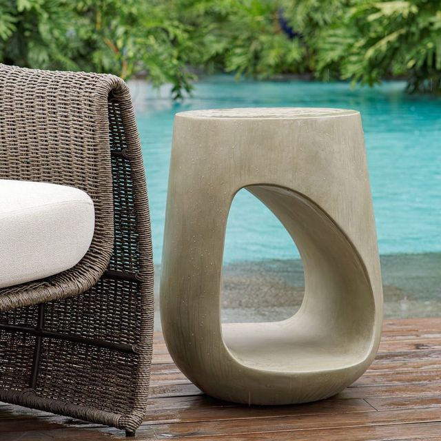 Uttermost® Lithos Gray Concrete Indoor-Outdoor Accent Table-1