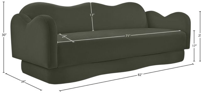 Meridian Furniture Bloom Green Velvet Upholstered Sofa-3