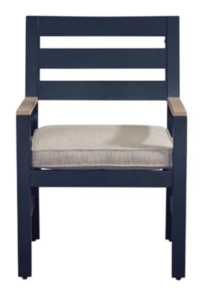 Signature Design by Ashley® East Beach Driftwood/Navy Blue Fabric/Metal Outdoor Chair-2