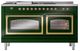 Ilve® Nostalgie II Noblesse 60'' Emerald Green Pro Style Dual Fuel Range with Brass Trim-1