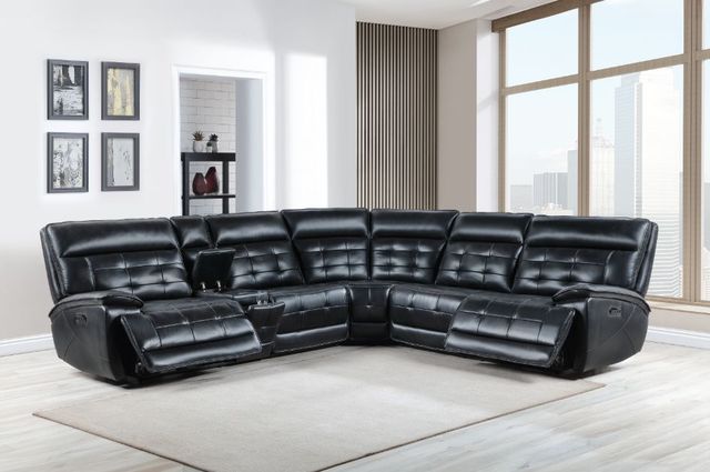 New Classic® Home Furnishings Warner 3-Piece Black Power Reclining L-Shape Sectional-1