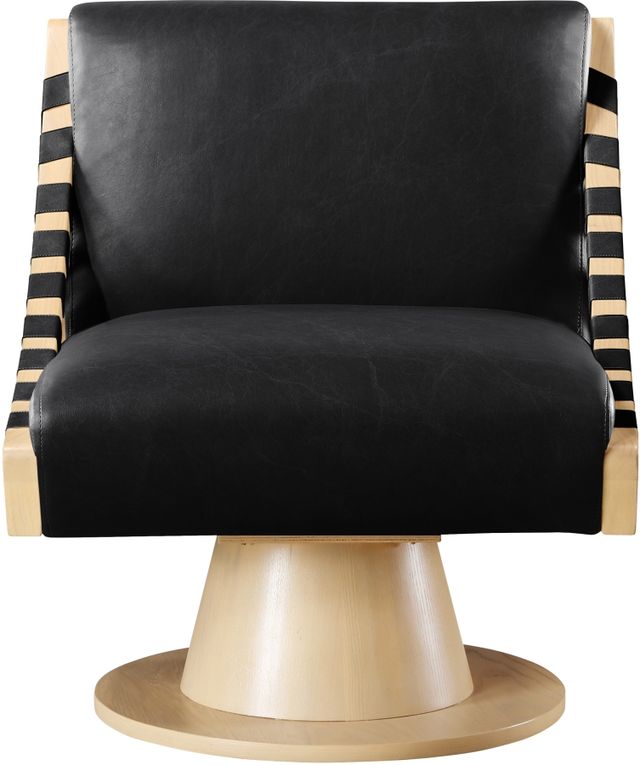 Meridian Furniture Millwin Black/Natural Vegan Leather Swivel Accent Chair-1