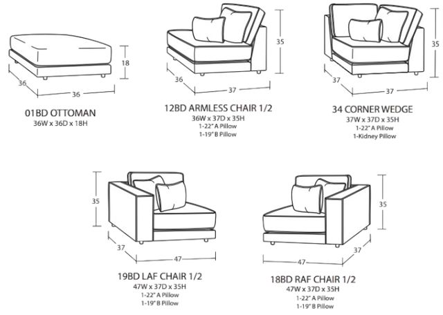 Craftmaster® Customizable CM Modern 7348 120" Modular Sectional-4