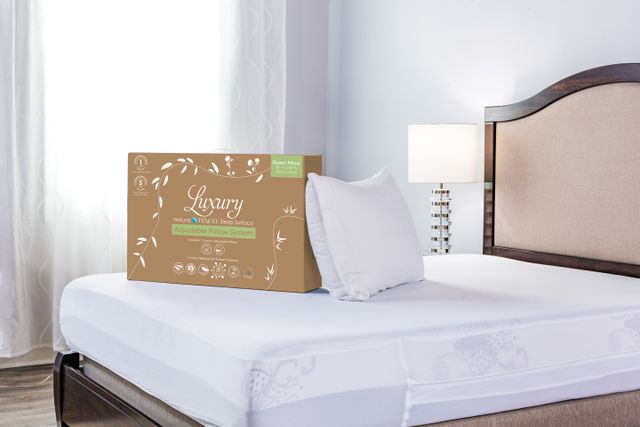 Protect-A-Bed® Naturals White Luxury Adjustable Queen Pillow System-2