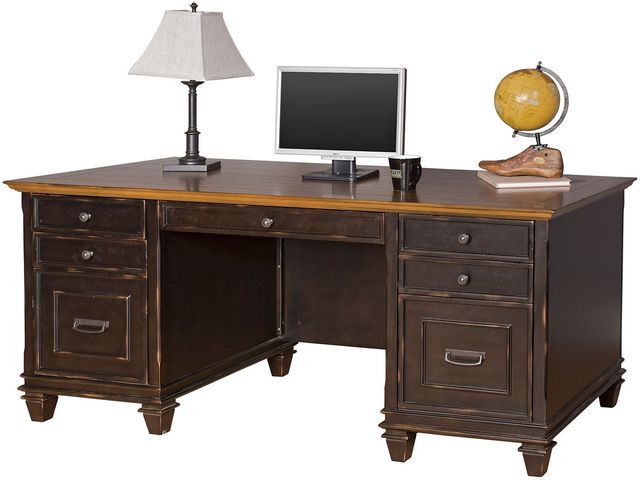 Martin Furniture Hartford Two Toned Rubbed Double Pedestal Desk-0