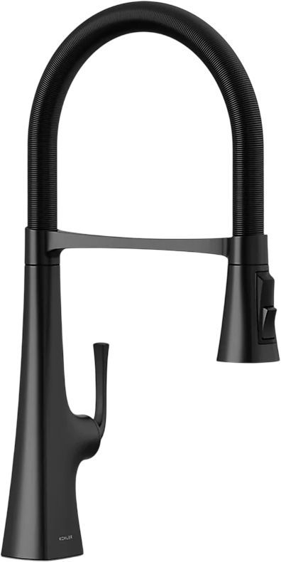 KOHLER® Graze® Matte Black 22" Semi-Professional Kitchen Sink Faucet with 3-Function Sprayhead-0
