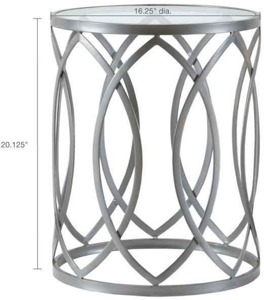 Olliix by Madison Park Tempered Glass Accent Table with Grey Base -3