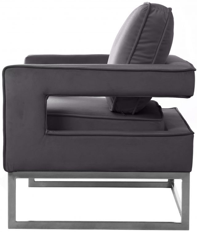 Meridian Furniture Noah Grey/Chrome Velvet Chair-3