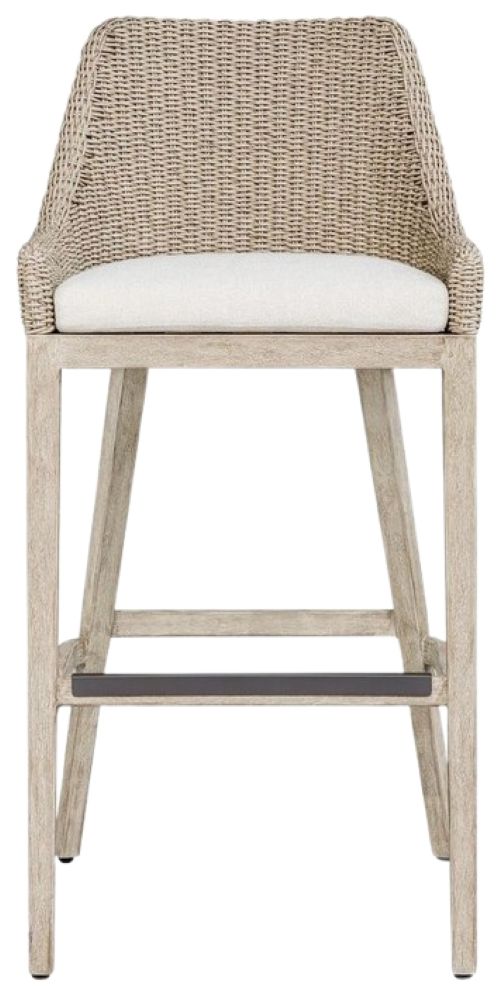 Uttermost® Paloma Cerused Wheat/Oatmeal Wicker Indoor-Outdoor Bar Stool with Cushion-3