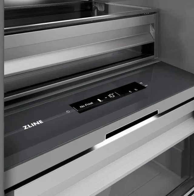 ZLINE Autograph Edition 24 in. 12.4 Cu. Ft. Panel Ready Column Freezer with Graphite Gray Interior and Polished Gold Accents-3