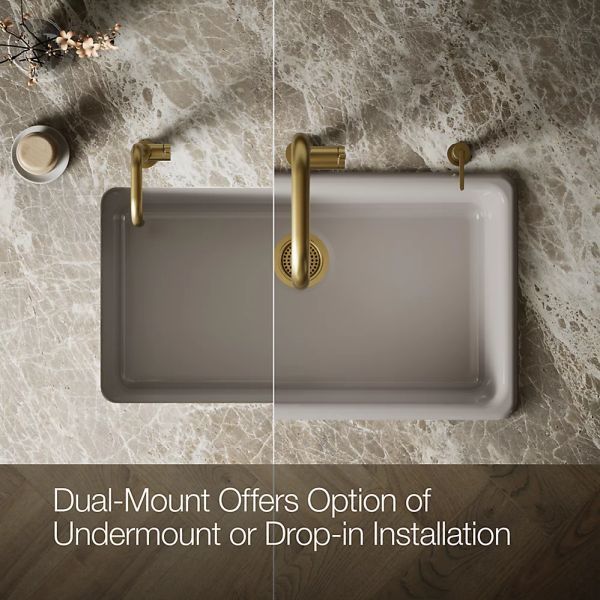 KOHLER® Iron/Tones® Truffle 33" Top/Undermount Single-Bowl Kitchen Sink-4