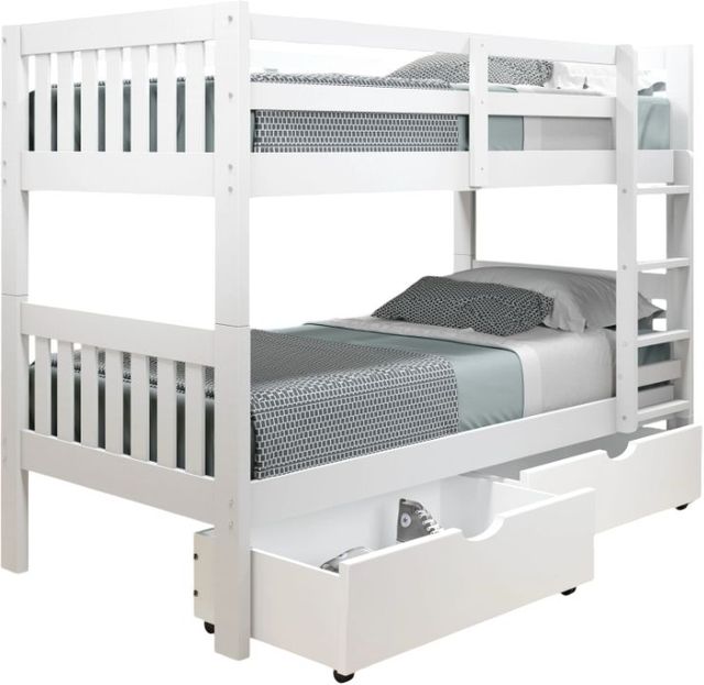 Donco Kids Austin Mission White Twin/Twin Bunk Bed with Drawer Storage-0