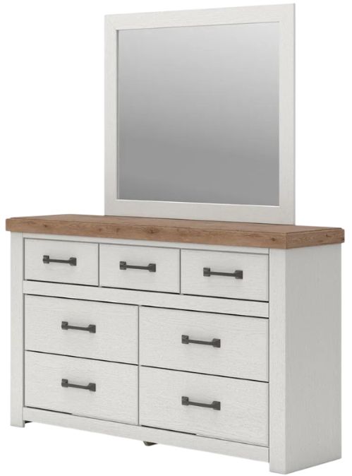 Benchcraft® Savonport Brown/White Dresser and Mirror-4