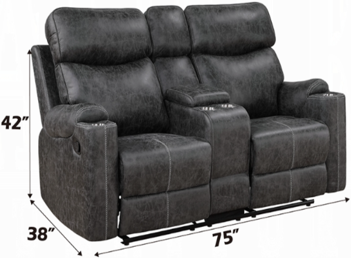Acme Furniture Hirah Reclining Console Loveseat - Thumbnail 5