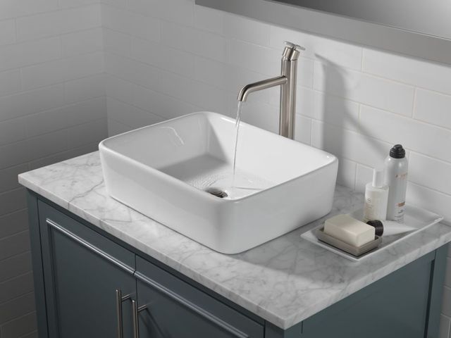 Delta Trinsic® Stainless Single Handle Wheel Vessel Bathroom Faucet-2