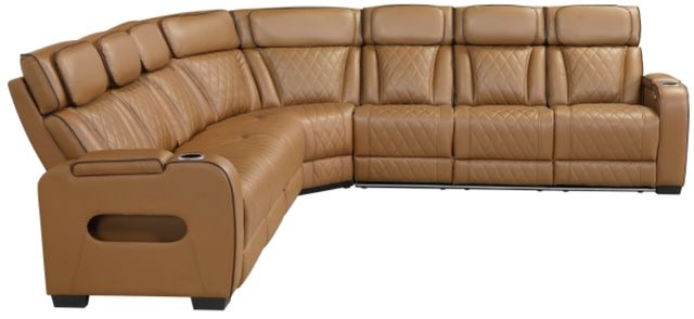 Homelegance® Fairway 3-Piece Brown Power Reclining Sectional with Center Drop-Down Cup Holders-2