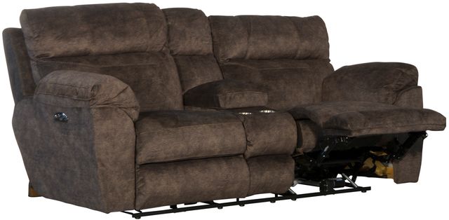 Catnapper® Sedona Mocha Power Reclining Lay Flat Console Loveseat with Storage and Cupholders-2