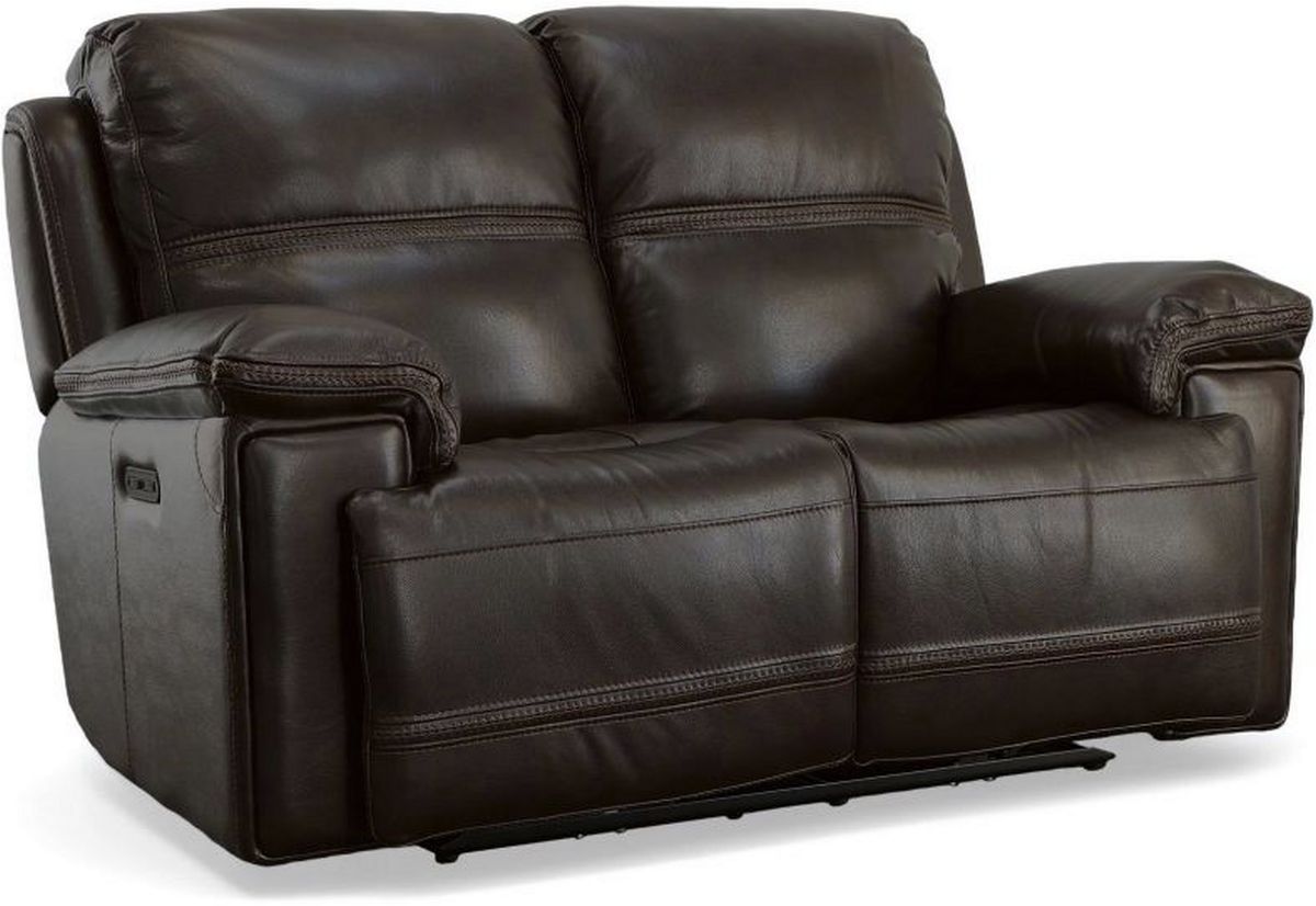 Flexsteel® Fenwick Dark Brown Power Reclining Loveseat with Power Headrests