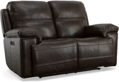 Flexsteel® Fenwick Dark Brown Power Reclining Loveseat with Power Headrests