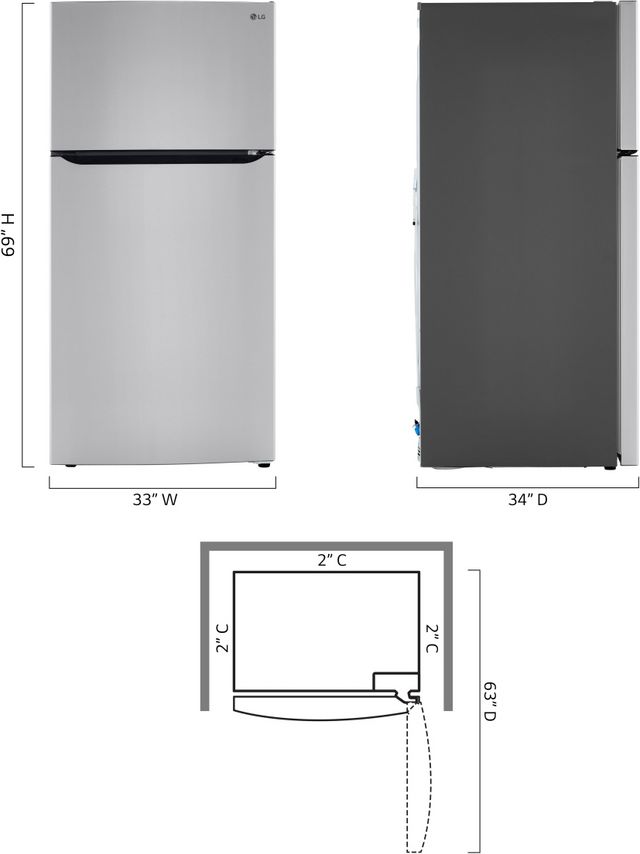 LG 33" 23.8 Cu. Ft Stainless Steel Top Freezer Refrigerator-12