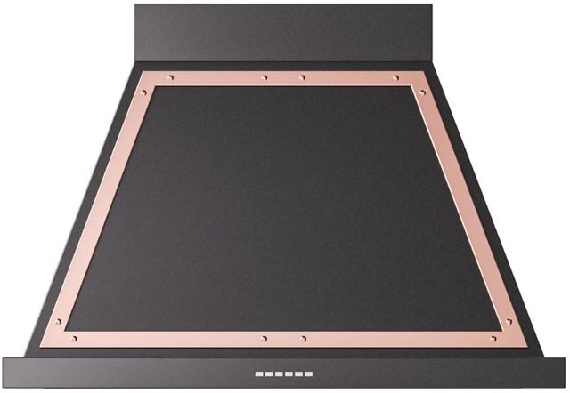 Ilve® Nostalgie II Noblesse 36" Glossy Black Wall Mounted Range Hood with Copper Trim-0