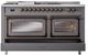 Ilve® Nostalgie II Noblesse 60'' Graphite Matte Pro Style Dual Fuel Range with Burnished Trim-3