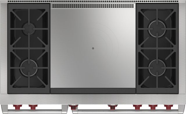 Wolf® 48" Stainless Steel Pro Style Dual Fuel Range and French Top-2