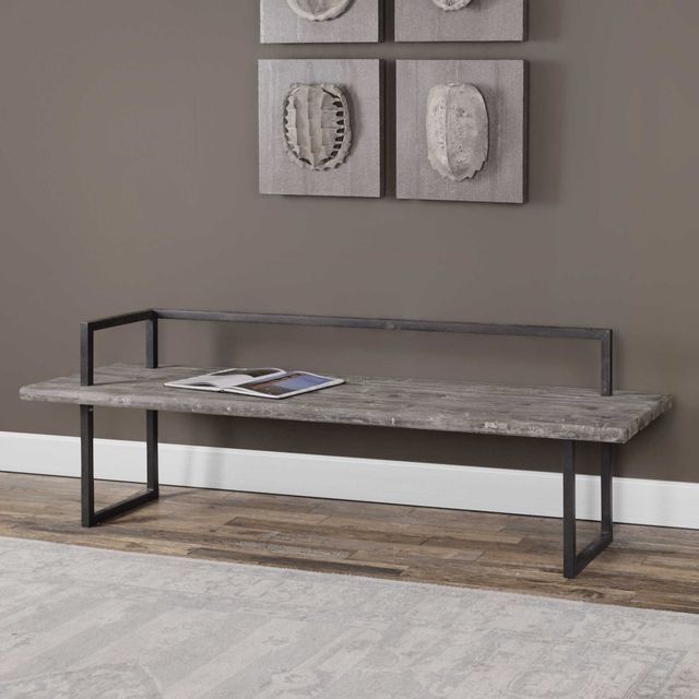 Uttermost® Herbert Antique White Wash Bench-1